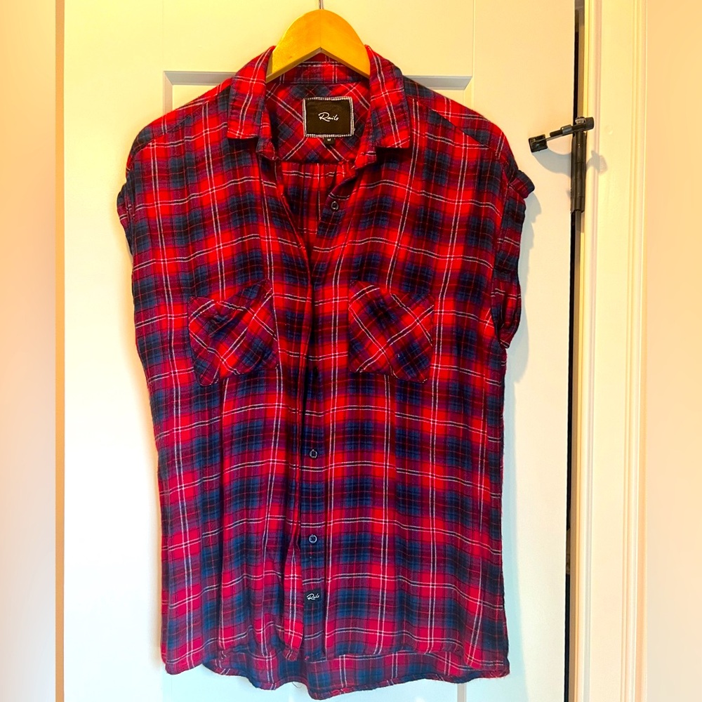 Rails Plaid Short Sleeve Flannel Soft Top Size Small